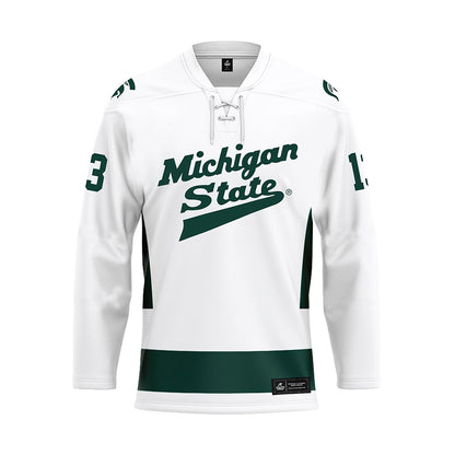 Michigan State - NCAA Men's Ice Hockey : Tiernan Shoudy - White Hockey Jersey-0