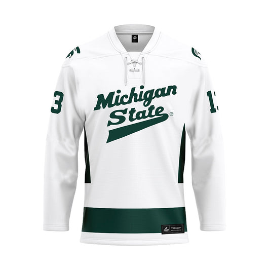 Michigan State - NCAA Men's Ice Hockey : Tiernan Shoudy - White Hockey Jersey-0