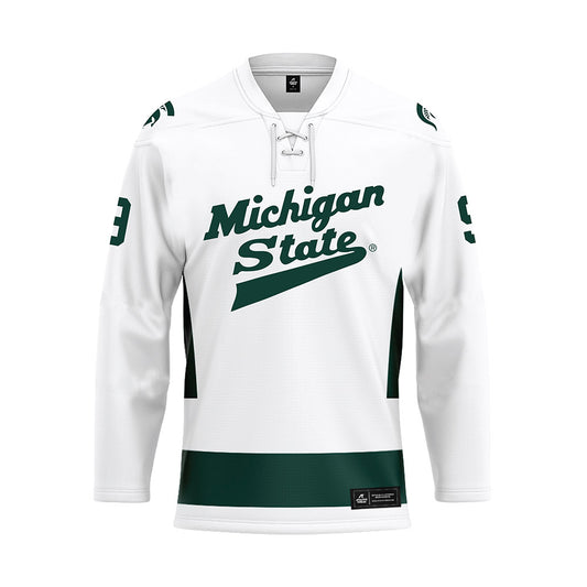 Michigan State - NCAA Men's Ice Hockey : Matthew Basgall - White Hockey Jersey-0