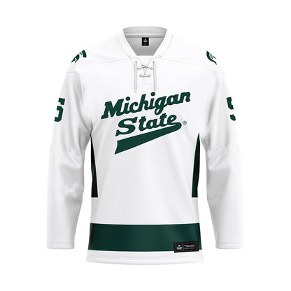 Michigan State - NCAA Men's Ice Hockey : Travis Shoudy - White Hockey Jersey-0
