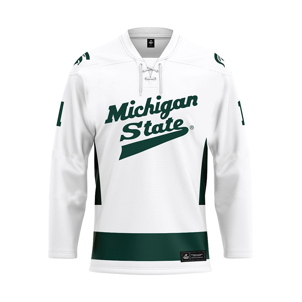 Michigan State - NCAA Men's Ice Hockey : Trey Augustine - White Hockey Jersey-0