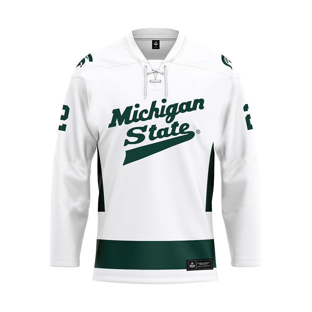 Michigan State - NCAA Men's Ice Hockey : Patrick Geary - White Hockey Jersey-0