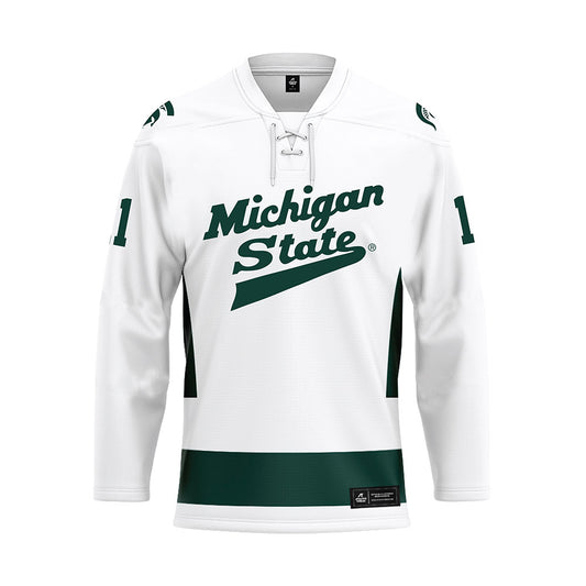 Michigan State - NCAA Men's Ice Hockey : Owen West - White Hockey Jersey-0