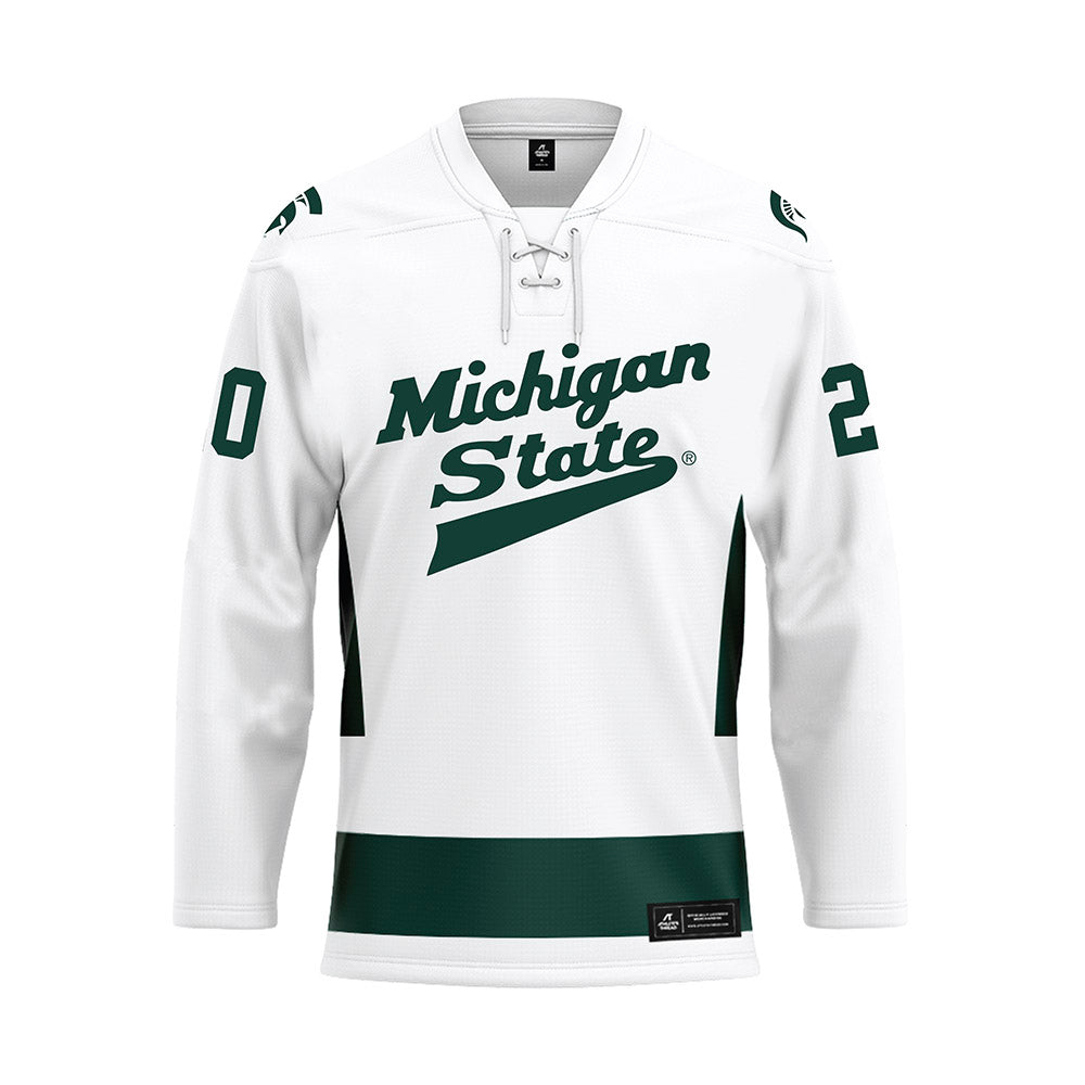 Michigan State - NCAA Men's Ice Hockey : Daniel Russell - White Hockey Jersey-0