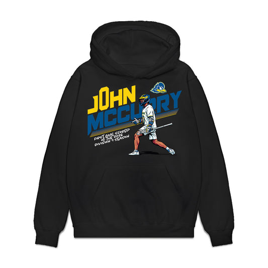 Delaware - NCAA Men's Lacrosse : - First Goal Scored Caricature Premium Hooded Sweatshirt-0