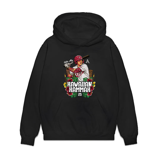 Arkansas - NCAA Baseball : Kuhio Aloy - Hawaiian Hammah Caricature Premium Hooded Sweatshirt-0