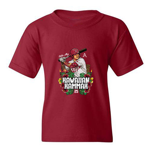 Arkansas - NCAA Baseball : Kuhio Aloy - Hawaiian Hammah Caricature Youth T-Shirt-0