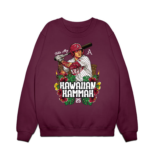 Arkansas - NCAA Baseball : Kuhio Aloy - Hawaiian Hammah Caricature Premium Crewneck Sweatshirt-0