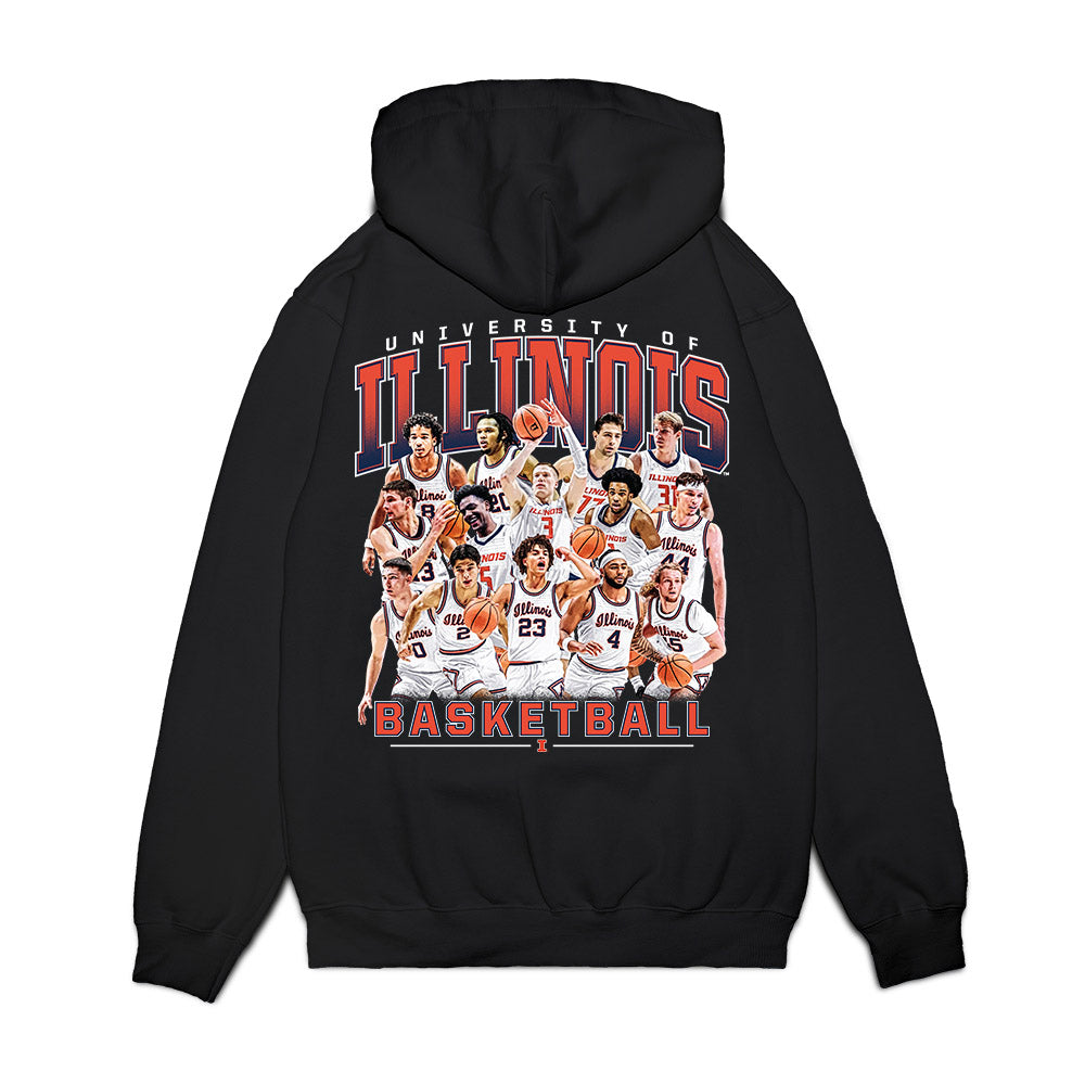 Illinois - NCAA Men's Basketball : - Team Collage Premium Hooded Sweatshirt-1