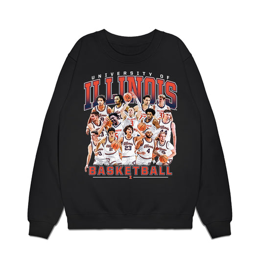 Illinois - NCAA Men's Basketball : - Team Collage Premium Crewneck Sweatshirt-0