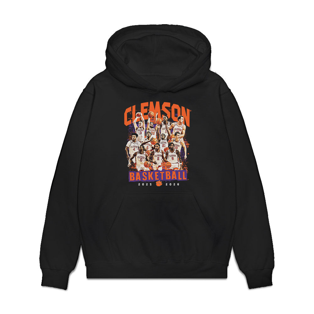 Clemson - NCAA Men's Basketball : - Team Collage Premium Hooded Sweatshirt-0