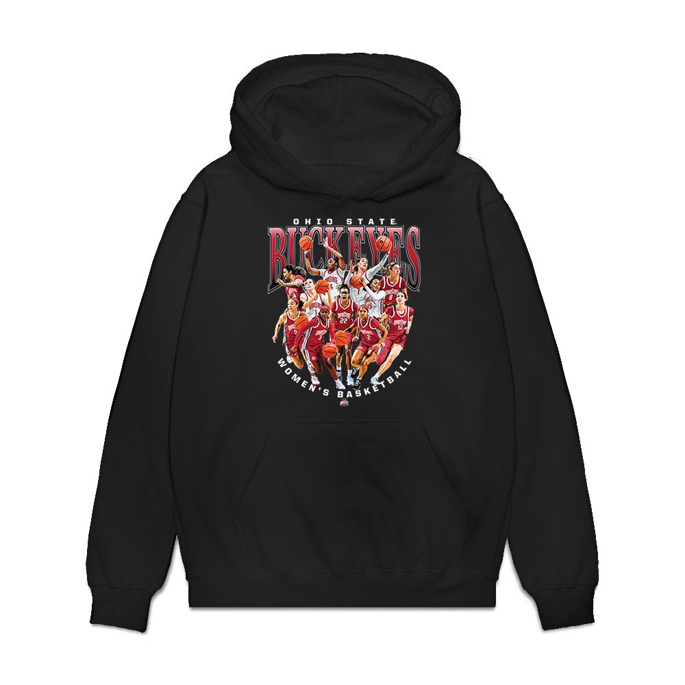 Ohio State - NCAA Women's Basketball : - 25-26 Team Collage Premium Hooded Sweatshirt-0