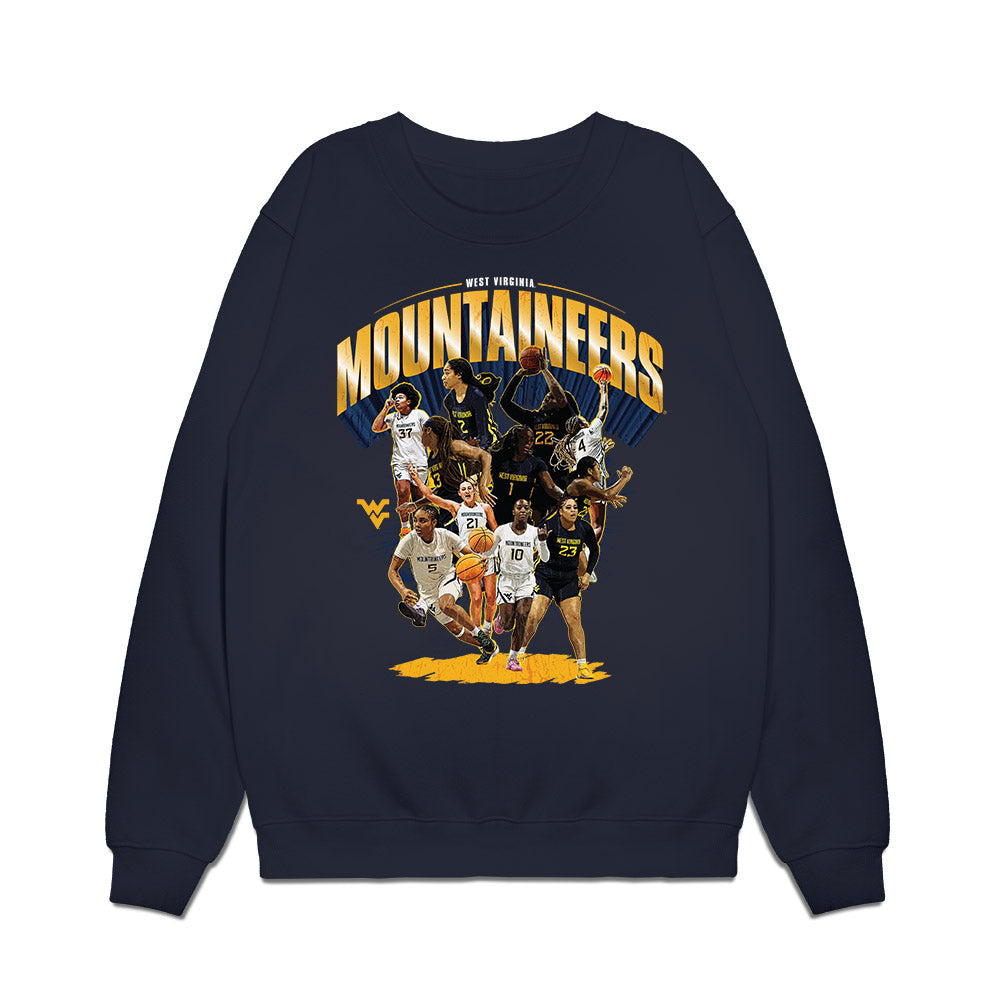 West Virginia - NCAA Women's Basketball : - 25-26 Team Collage Premium Crewneck Sweatshirt-0