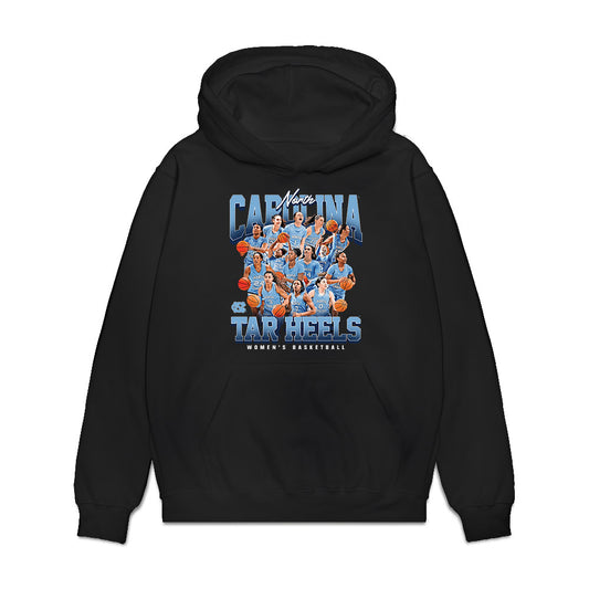 UNC - NCAA Women's Basketball : - 25-26 Team Collage Premium Hooded Sweatshirt-0