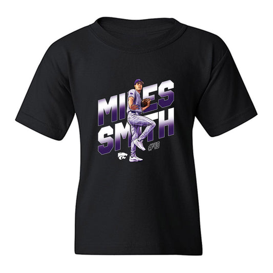 Kansas State - NCAA Baseball : Miles Smith - Caricature Youth T-Shirt-0