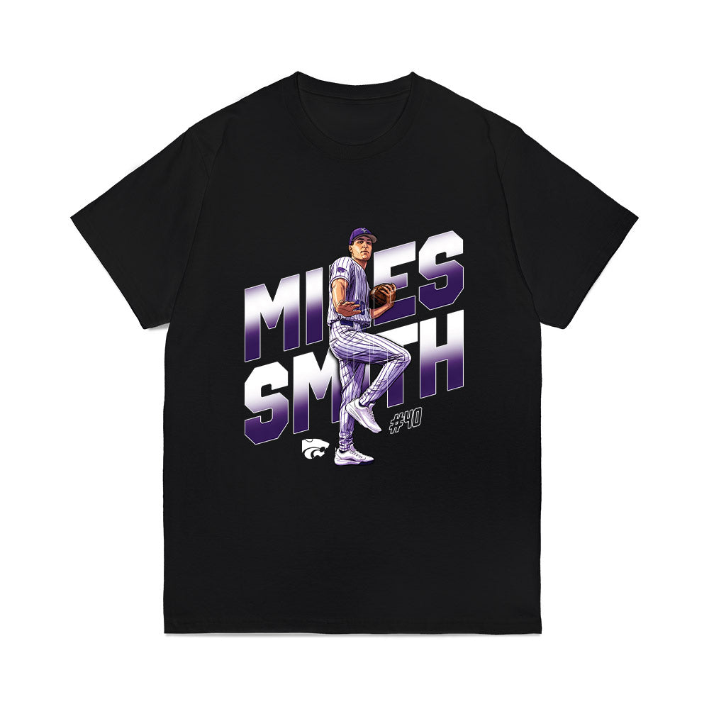 Kansas State - NCAA Baseball : Miles Smith - Caricature Comfort Colors T-Shirt-0