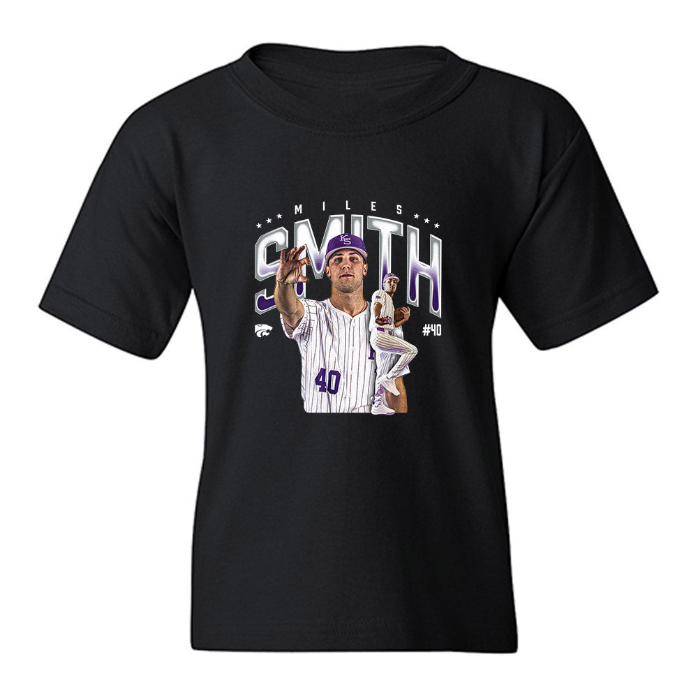 Kansas State - NCAA Baseball : Miles Smith - Caricature Youth T-Shirt-0