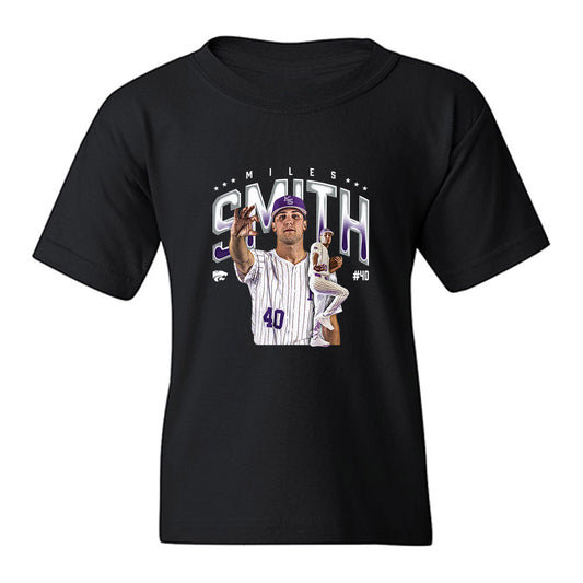 Kansas State - NCAA Baseball : Miles Smith - Caricature Youth T-Shirt-0