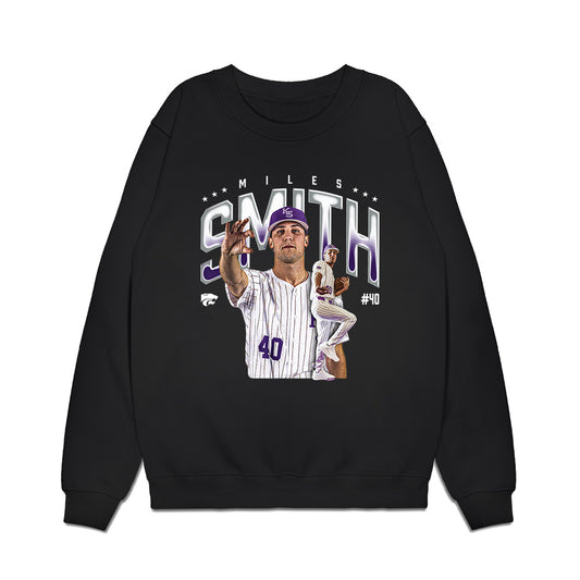 Kansas State - NCAA Baseball : Miles Smith - Caricature Premium Crewneck Sweatshirt-0