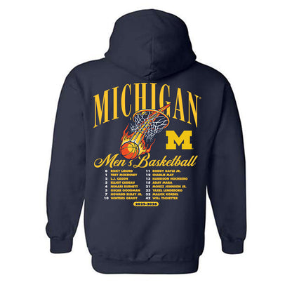 Michigan - NCAA Men's Basketball : - Roster Hooded Sweatshirt-1