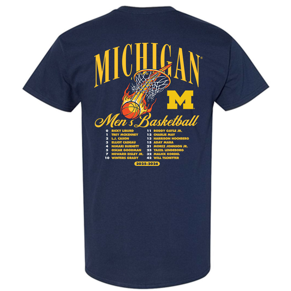 Michigan - NCAA Men's Basketball : - Roster T-Shirt-1