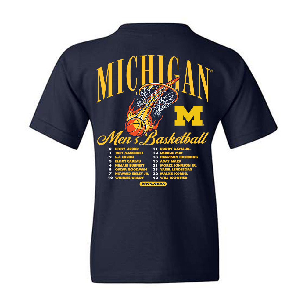Michigan - NCAA Men's Basketball : - Roster Youth T-Shirt-1