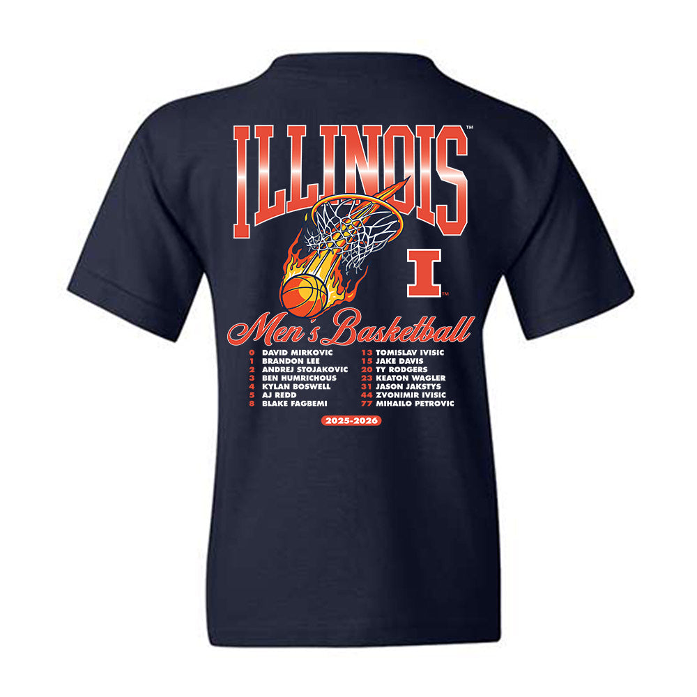 Illinois - NCAA Men's Basketball : - 25-26 Roster Youth T-Shirt-1