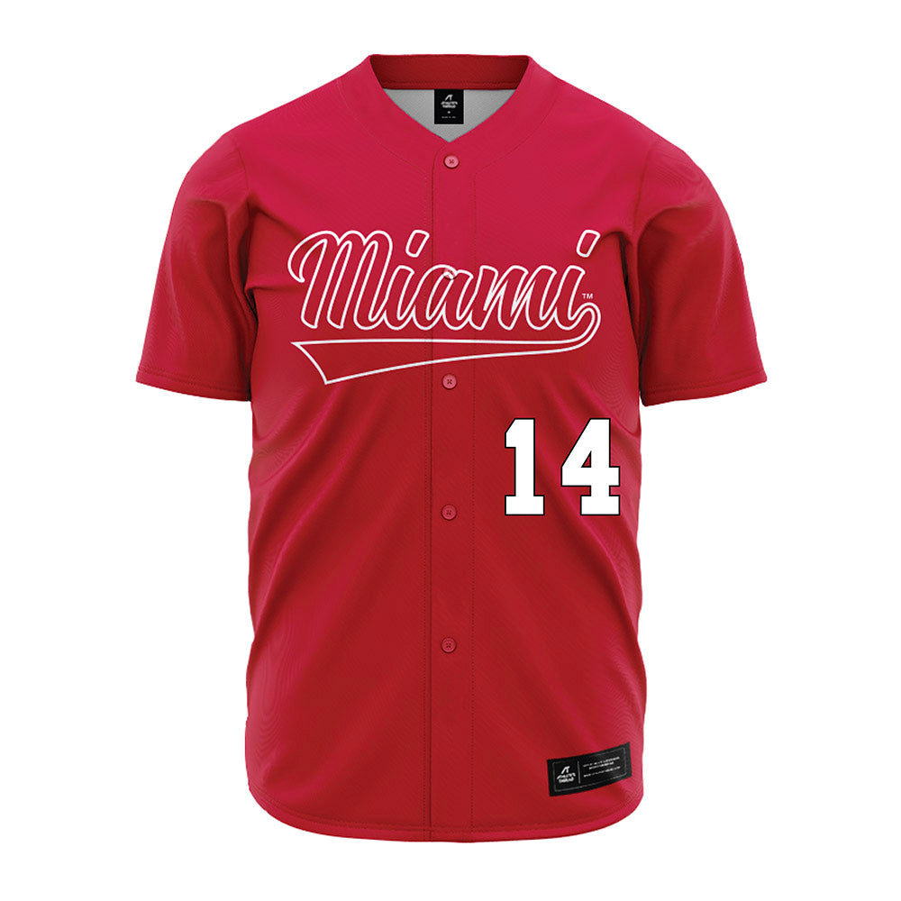Miami of Ohio - NCAA Baseball : Carson Raether - Red Jersey-0