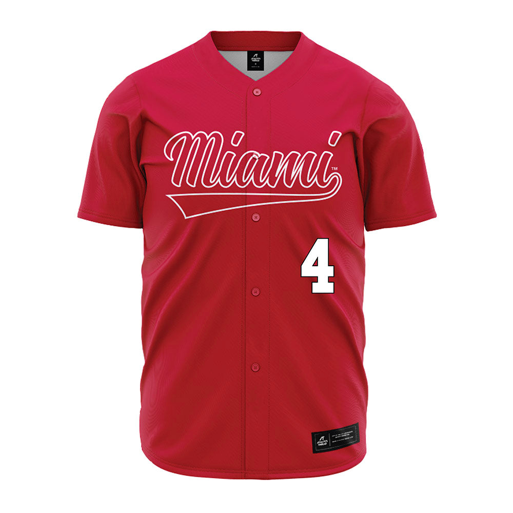 Miami of Ohio - NCAA Baseball : Jake Vrlak - Red Jersey-0