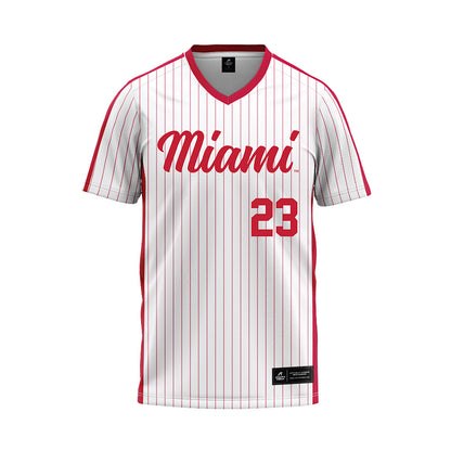 Miami of Ohio - NCAA Baseball : Jake Tedesco - Pinstripe Baseball Jersey-0