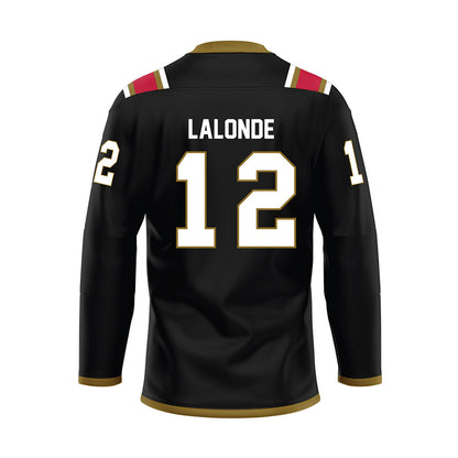 Miami of Ohio - NCAA Men's Ice Hockey : Owen Lalonde - Black Hockey Jersey-1