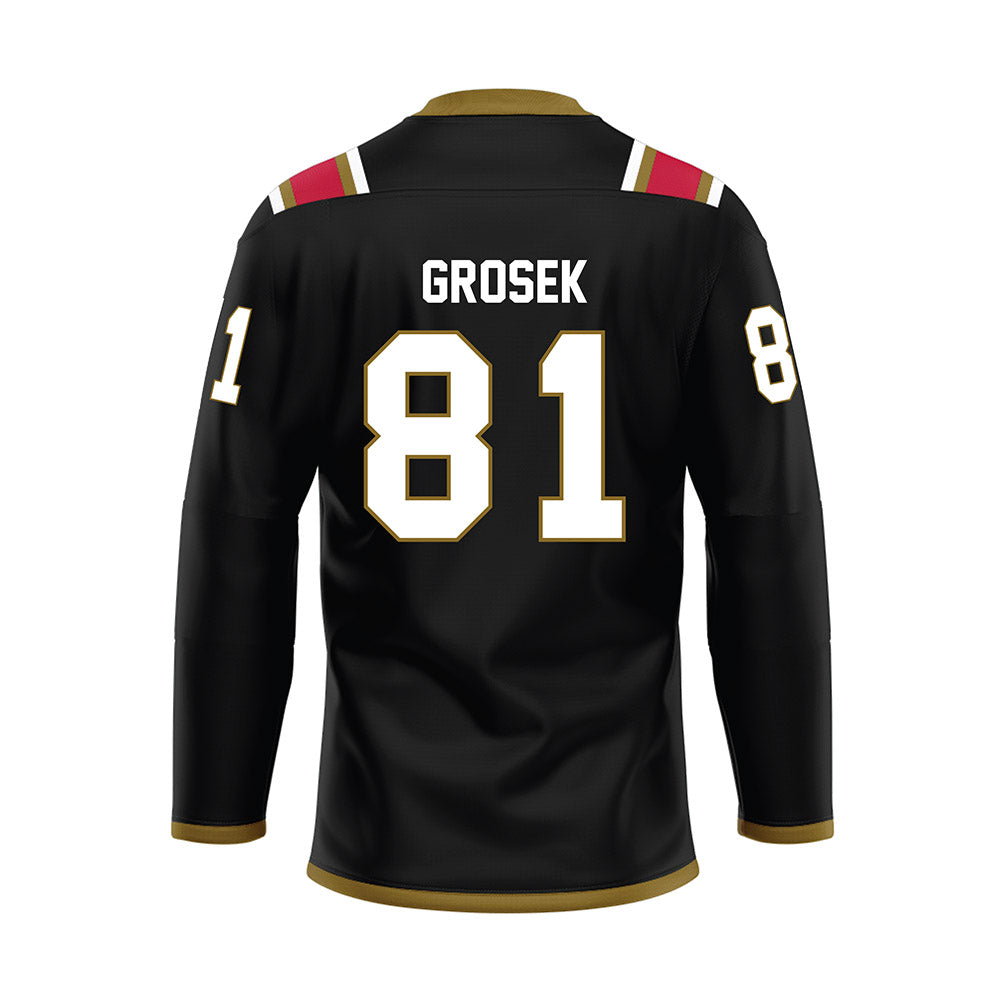 Miami of Ohio - NCAA Men's Ice Hockey : David Grosek - Black Hockey Jersey-1