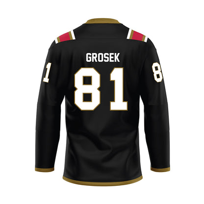 Miami of Ohio - NCAA Men's Ice Hockey : David Grosek - Black Hockey Jersey-1
