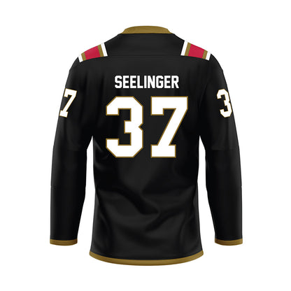 Miami of Ohio - NCAA Men's Ice Hockey : Ryan Seelinger - Black Hockey Jersey-1