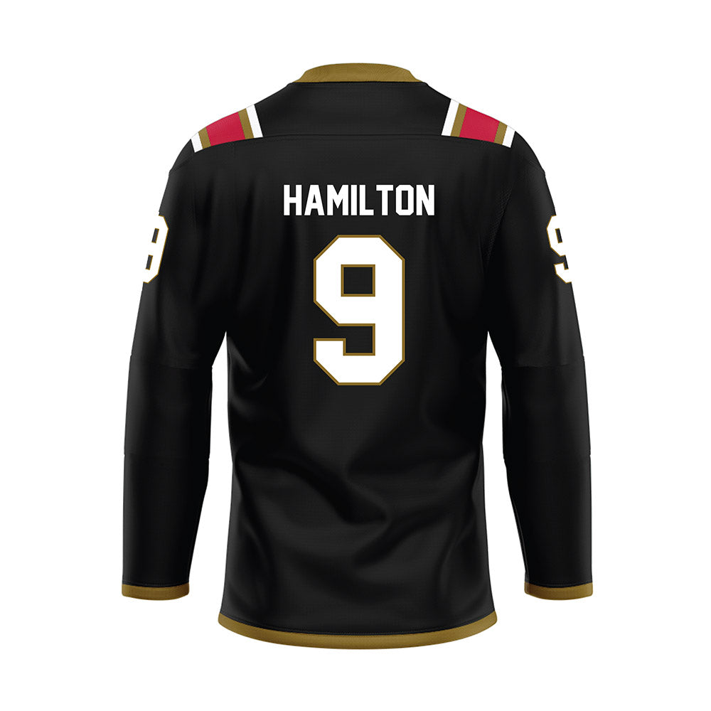 Miami of Ohio - NCAA Men's Ice Hockey : Jack Hamilton - Black Hockey Jersey-1