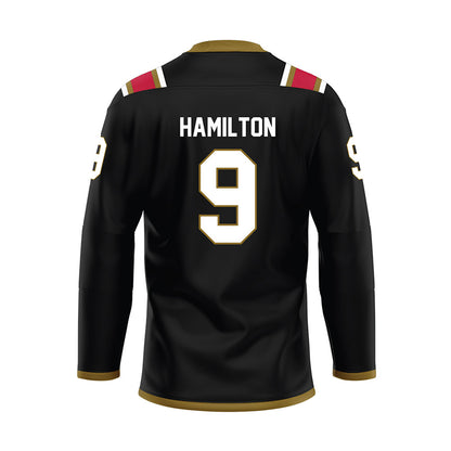 Miami of Ohio - NCAA Men's Ice Hockey : Jack Hamilton - Black Hockey Jersey-1