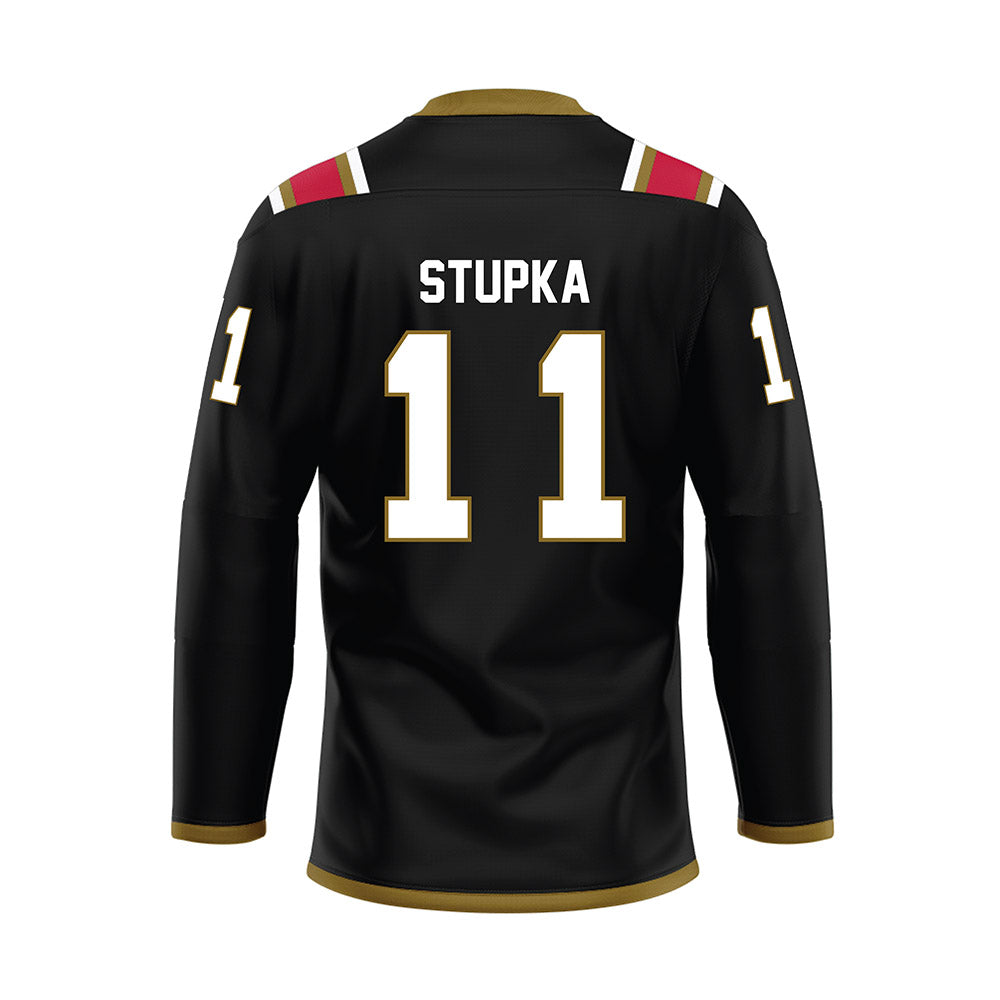 Miami of Ohio - NCAA Men's Ice Hockey : Justin Stupka - Black Hockey Jersey-1