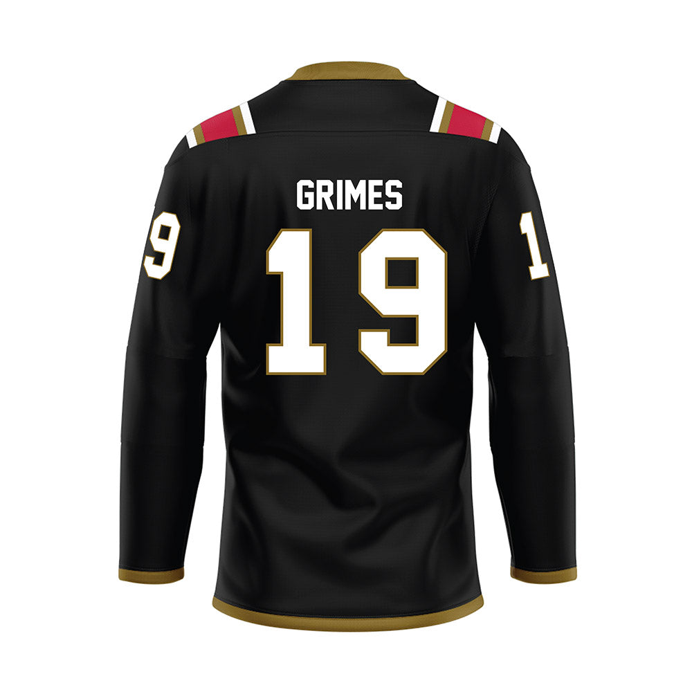 Miami of Ohio - NCAA Men's Ice Hockey : Doug Grimes - Black Hockey Jersey-1