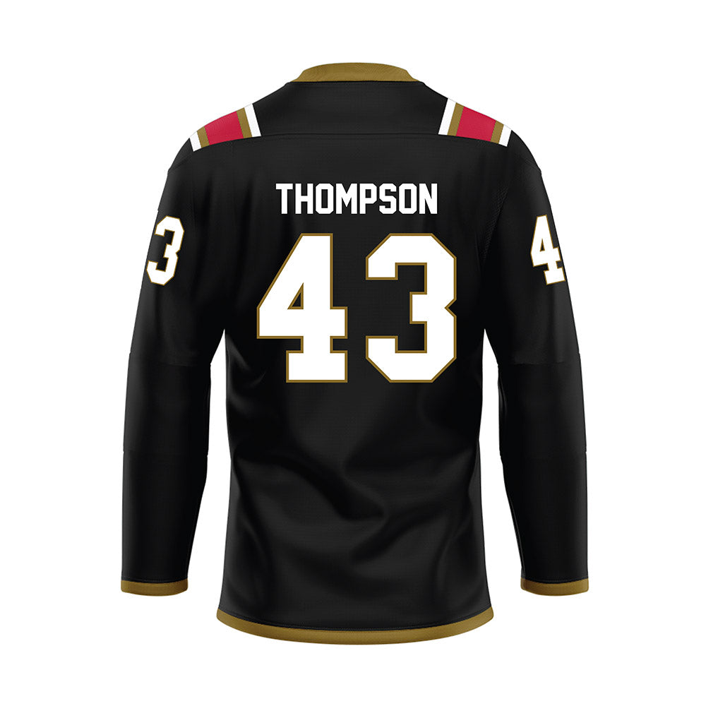 Miami of Ohio - NCAA Men's Ice Hockey : Ryder Thompson - Black Hockey Jersey-1