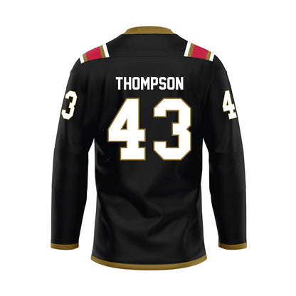 Miami of Ohio - NCAA Men's Ice Hockey : Ryder Thompson - Black Hockey Jersey-1