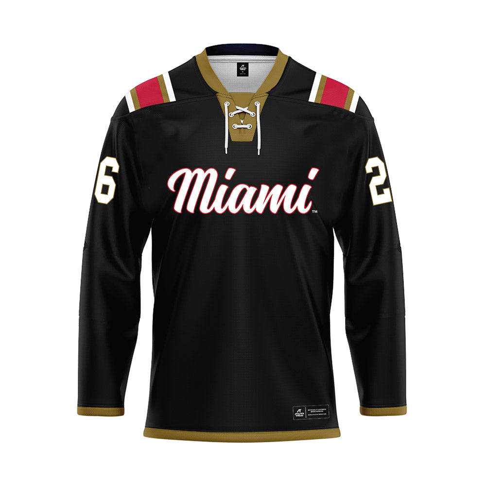 Miami of Ohio - NCAA Men's Ice Hockey : Blake Mesenburg - Black Hockey Jersey-0