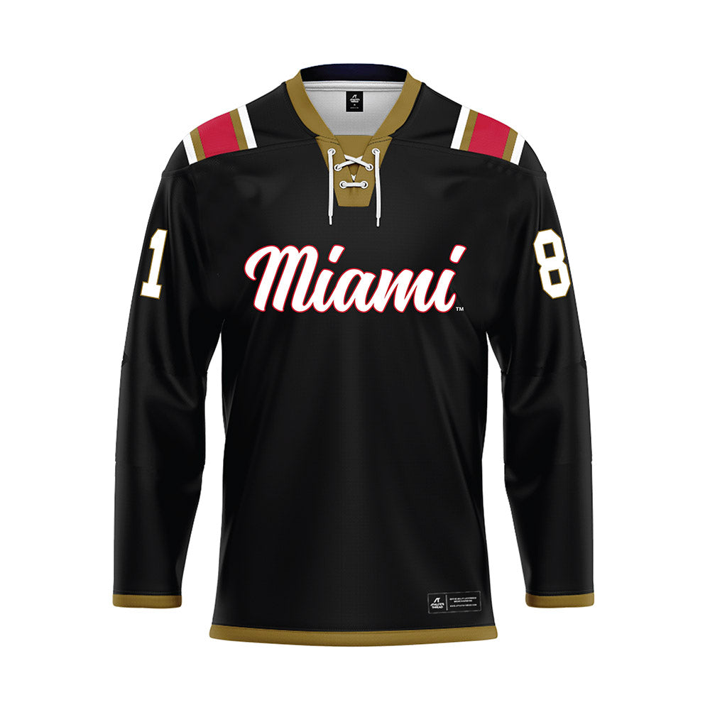 Miami of Ohio - NCAA Men's Ice Hockey : David Grosek - Black Hockey Jersey-0