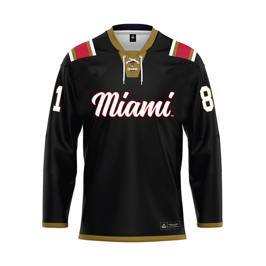Miami of Ohio - NCAA Men's Ice Hockey : David Grosek - Black Hockey Jersey-0