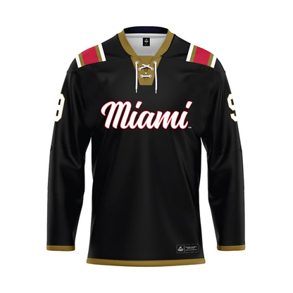 Miami of Ohio - NCAA Men's Ice Hockey : Jack Hamilton - Black Hockey Jersey-0