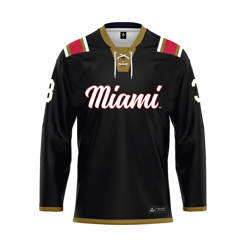 Miami of Ohio - NCAA Men's Ice Hockey : Nick Donato - Black Hockey Jersey-0
