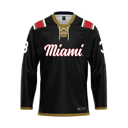 Miami of Ohio - NCAA Men's Ice Hockey : Nick Donato - Black Hockey Jersey-0