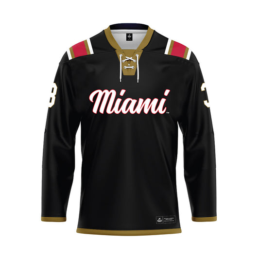 Miami of Ohio - NCAA Men's Ice Hockey : Nick Donato - Black Hockey Jersey-0