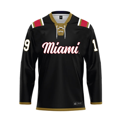 Miami of Ohio - NCAA Men's Ice Hockey : Doug Grimes - Black Hockey Jersey-0