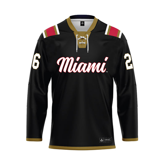 Miami of Ohio - NCAA Men's Ice Hockey : Blake Mesenburg - Black Hockey Jersey-0