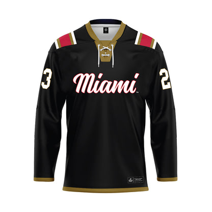 Miami of Ohio - NCAA Men's Ice Hockey : Brayden Morrison - Black Hockey Jersey-0